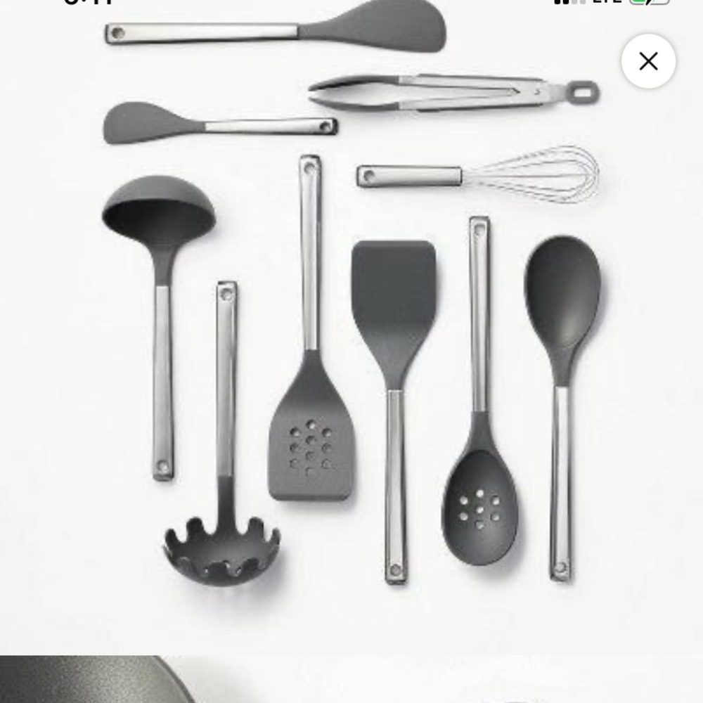 NIB Figmint 10 pc Stainless steel and silicon Dark Gray Utensil Set. No offers